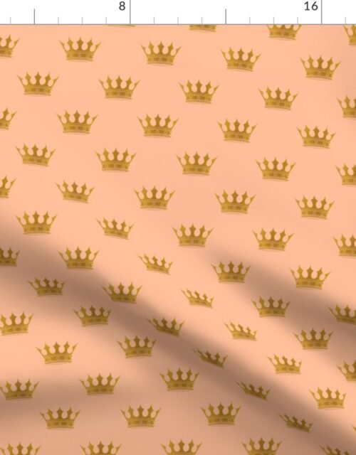 1.5 inch Mini Faux Gold Crowns on Peach Fuzz color of the Year 2024 Fabric