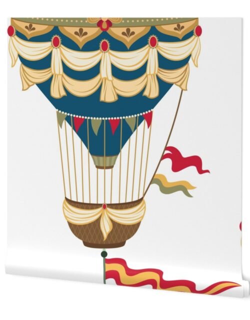Vintage Ornamental Blue Festooned Hot Air Helium Balloons Wallpaper