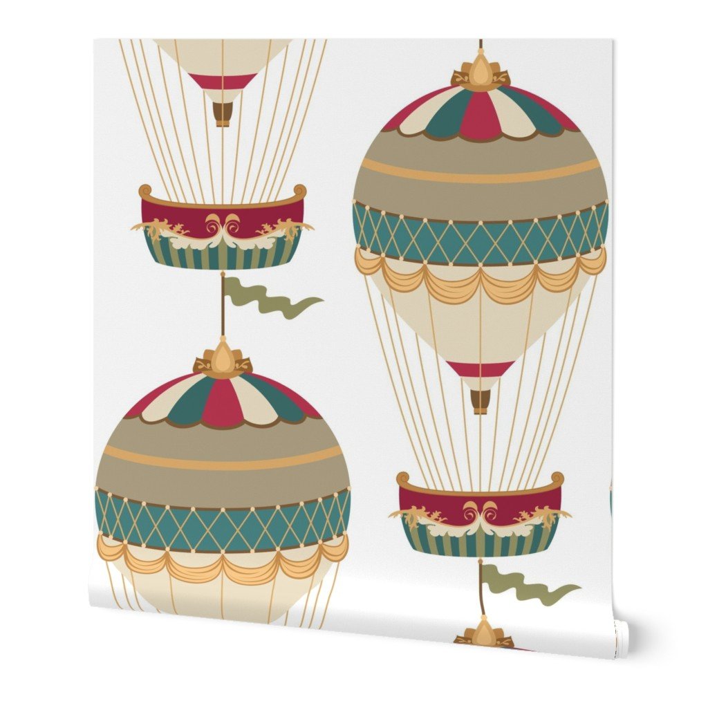 Vintage Ornamental Striped Hot Air Helium Balloons Wallpaper Vintage Ornamental Striped Hot Air Helium Balloons Wallpaper