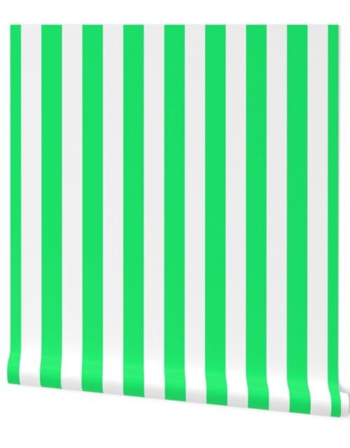 Lime Mojito Green Vertical Tent Stripes Florida Colors of the Sunshine State Wallpaper