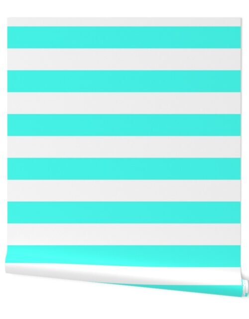 South Beach Art Deco Aqua Horizontal Tent Stripes Florida Colors of the Sunshine State Wallpaper