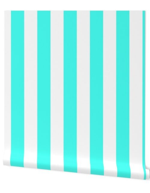 South Beach Art Deco Aqua Vertical Tent Stripes Florida Colors of the Sunshine State Wallpaper