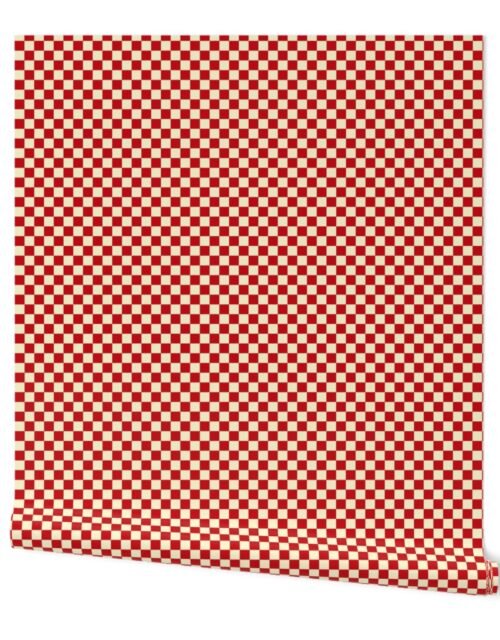 Brick Red and Cream Checkerboard Squares Wallpaper