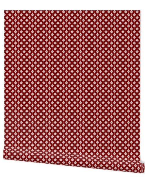 Dark Christmas Candy Apple Red with White Ball Ornaments Wallpaper