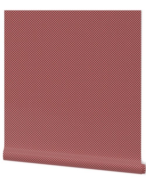 Dark Christmas Candy Apple Red and White Cross-Hatch Astroid Grid Pattern Wallpaper