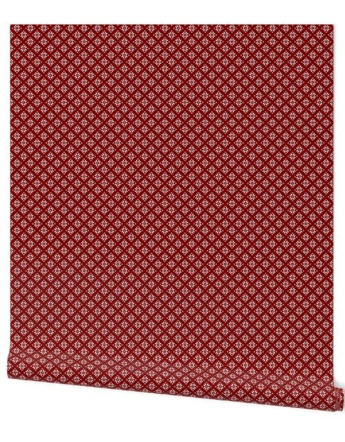 Dark Christmas Christmas Candy Apple Red with White Poinsettia Flowers Wallpaper
