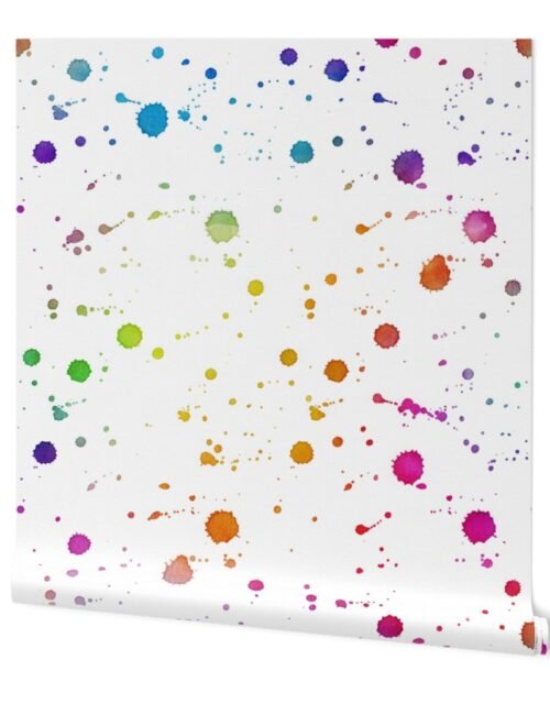Rainbow Bright Pastel Watercolor Drops, Splatters and Dribbles Wallpaper