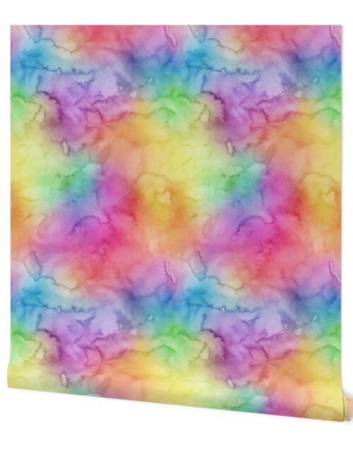Bright Yellow Green Blue Pink Pastel Rainbow Watercolor Ombre Shades Wallpaper