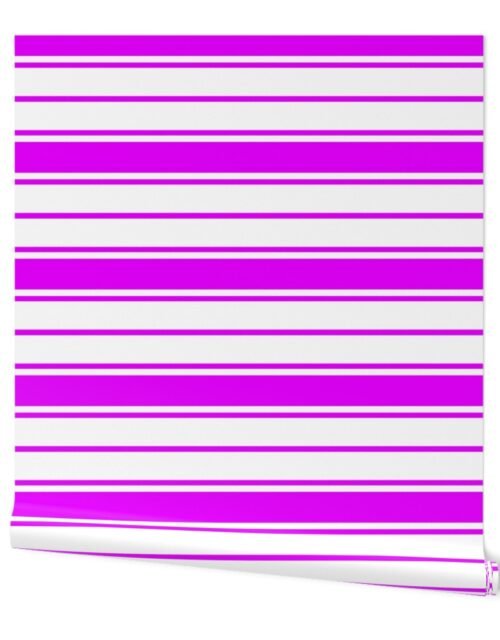 Orlando Orchid and White Horizontal French Stripe Wallpaper