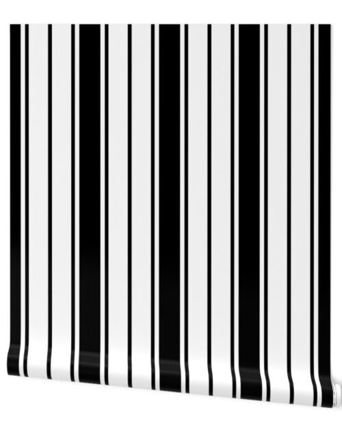 Black and White Vertical French Stripe Wallpaper