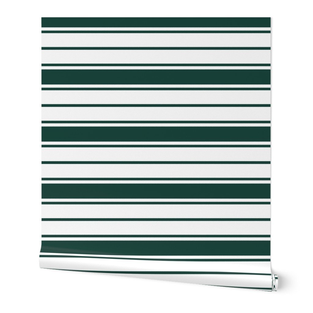 Cypress Green and White Horizontal French Stripe Wallpaper Cypress Green and White Horizontal French Stripe Wallpaper