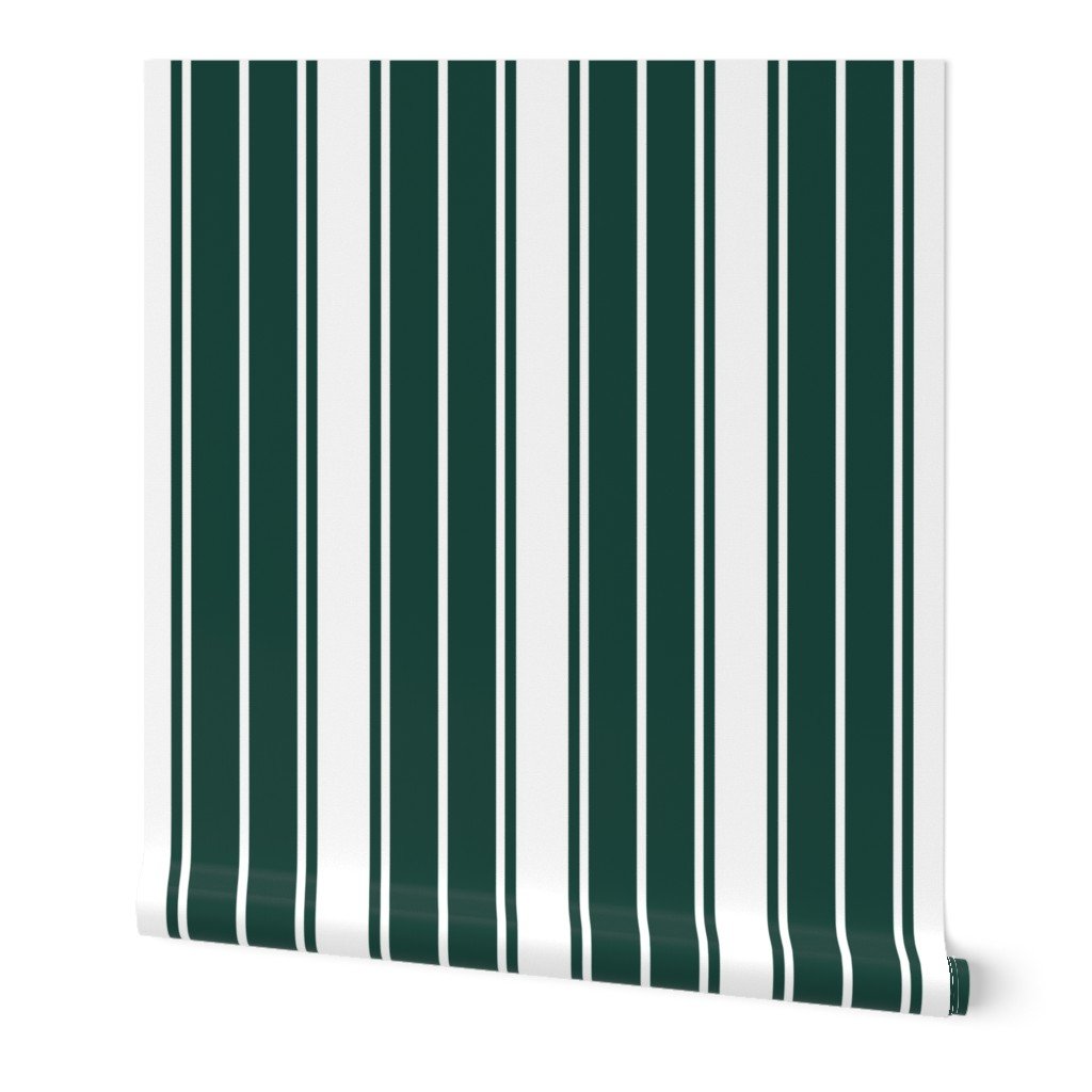 Cypress Green and White Vertical French Stripe Wallpaper Cypress Green and White Vertical French Stripe Wallpaper