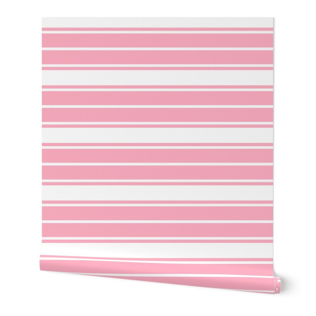 Palm Beach Pink and White Horizontal French Stripe Wallpaper Palm Beach Pink and White Horizontal French Stripe Wallpaper