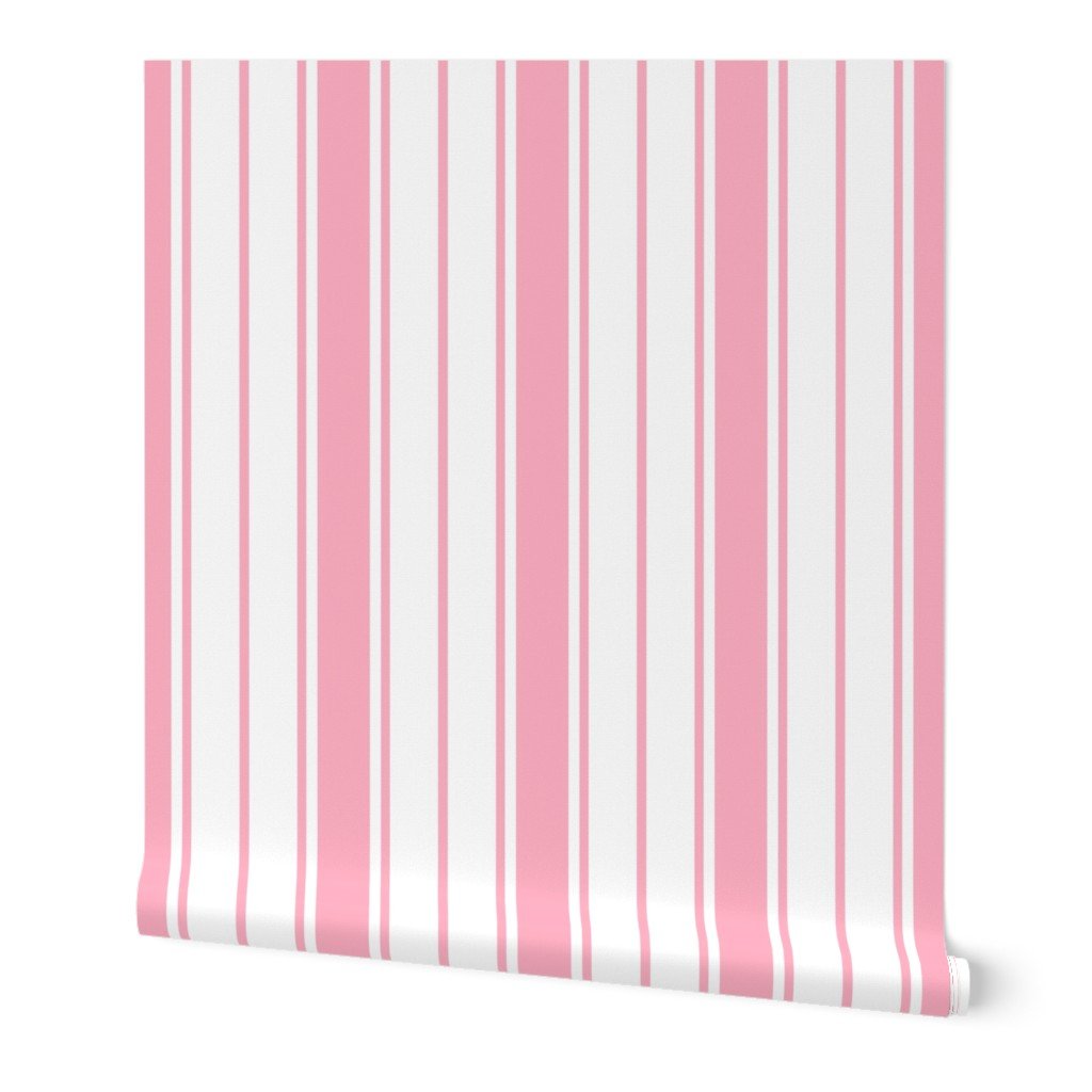 Palm Beach Pink and White Vertical French Stripe Wallpaper Palm Beach Pink and White Vertical French Stripe Wallpaper