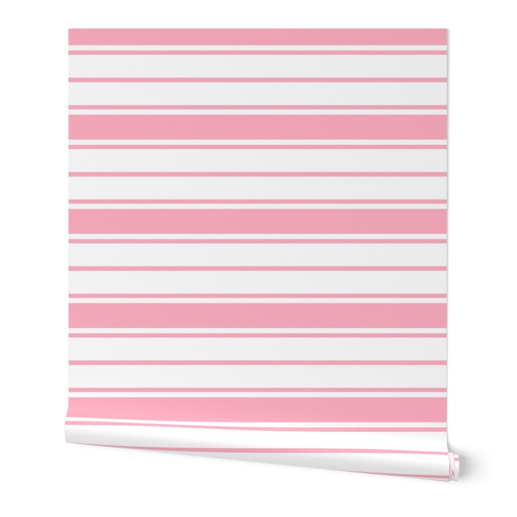 Palm Beach Pink and White Horizontal French Stripe Wallpaper Palm Beach Pink and White Horizontal French Stripe Wallpaper