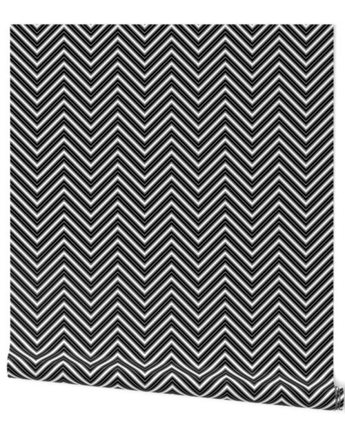 Black and White French Chevron Stripe Pattern Wallpaper