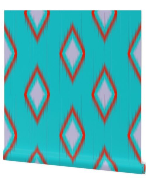 Ikat in Aqua, Lilac and Hot Pink Geometric Shapes Wallpaper