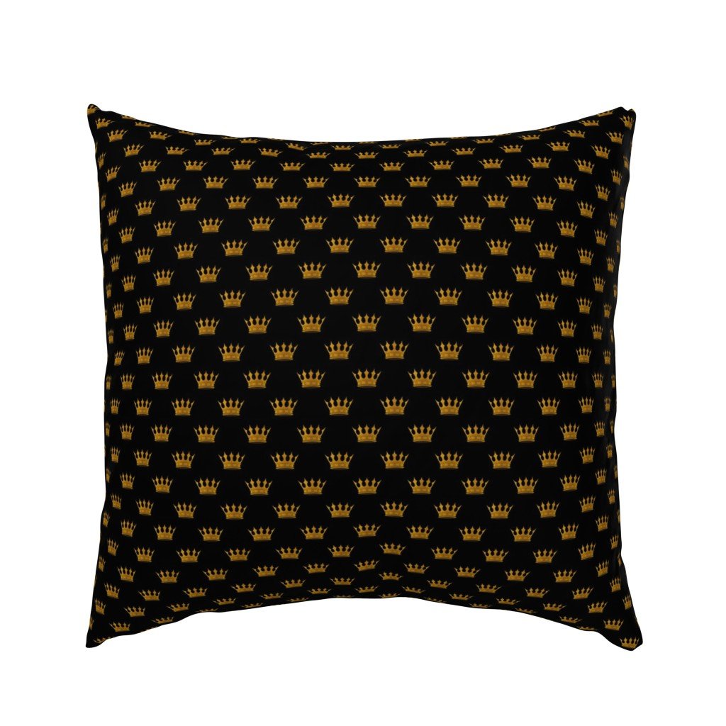 Micro Gold Crowns on Midnight Black Euro Pillow Sham Micro Gold Crowns on Midnight Black Euro Pillow Sham