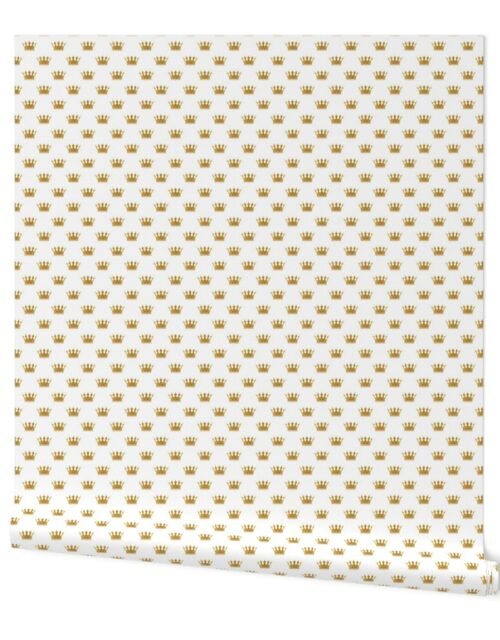 Micro Gold Crowns on Wedding White Wallpaper