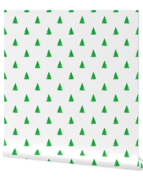 Christmas Tree in Green Glitter on Snow White Wallpaper
