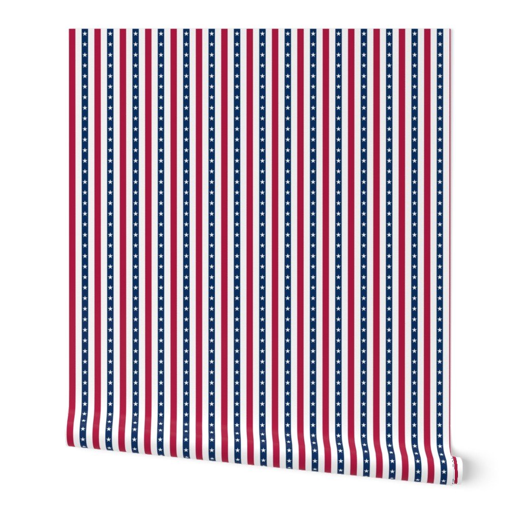 USA Flag Colors of Red, White and Blue with Stars in Alternating 1 Inch Wide Vertical Stripes Wallpaper USA Flag Colors of Red, White and Blue with Stars in Alternating 1 Inch Wide Vertical Stripes Wallpaper