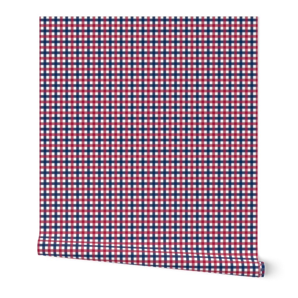USA Red, White and Blue Medium 1/2 Inch Gingham Check Wallpaper USA Red, White and Blue Medium 1/2 Inch Gingham Check Wallpaper