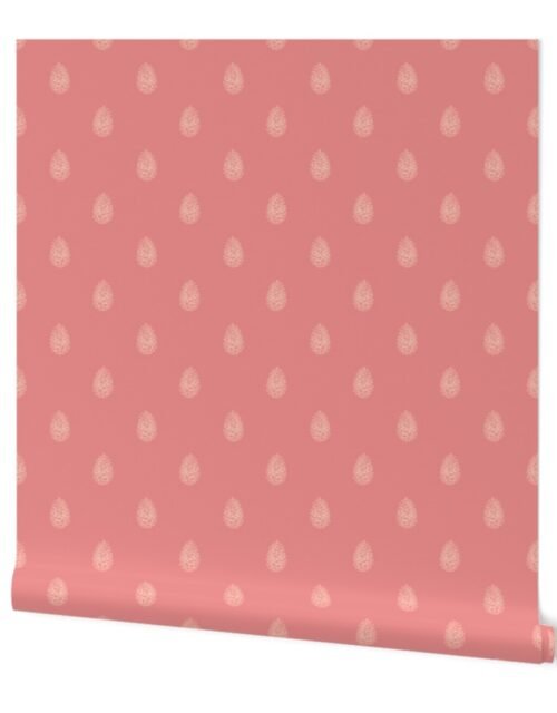 Christmas Pine Cone in Rose Gold Faux Foil on Pink Wallpaper