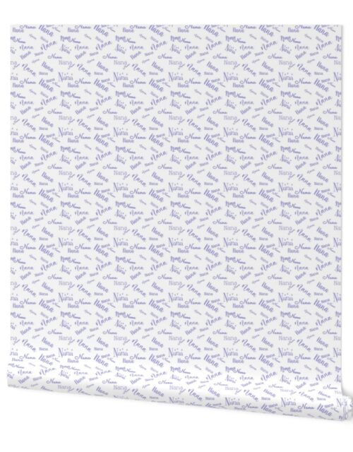 Nana Grandmother Granma Text in Lavender Violet Purple Script Fonts on White Wallpaper