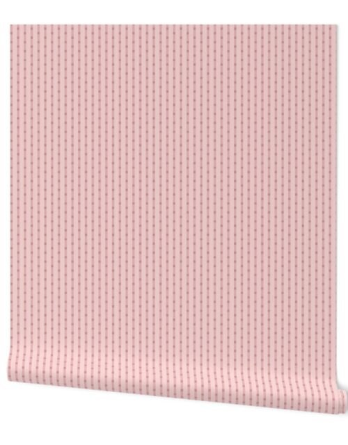 Puckered Seersucker-look Pin Stripes in Shades of Pink Clay Wallpaper