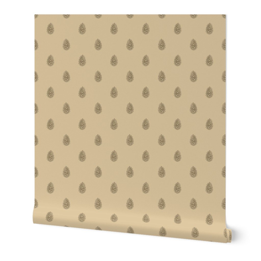 Christmas Pine Cone in Sepia Brown on Champagne Gold Wallpaper Christmas Pine Cone in Sepia Brown on Champagne Gold Wallpaper