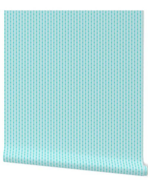 Puckered Seersucker-look Pin Stripes in Shades of Aqua Blue Wallpaper