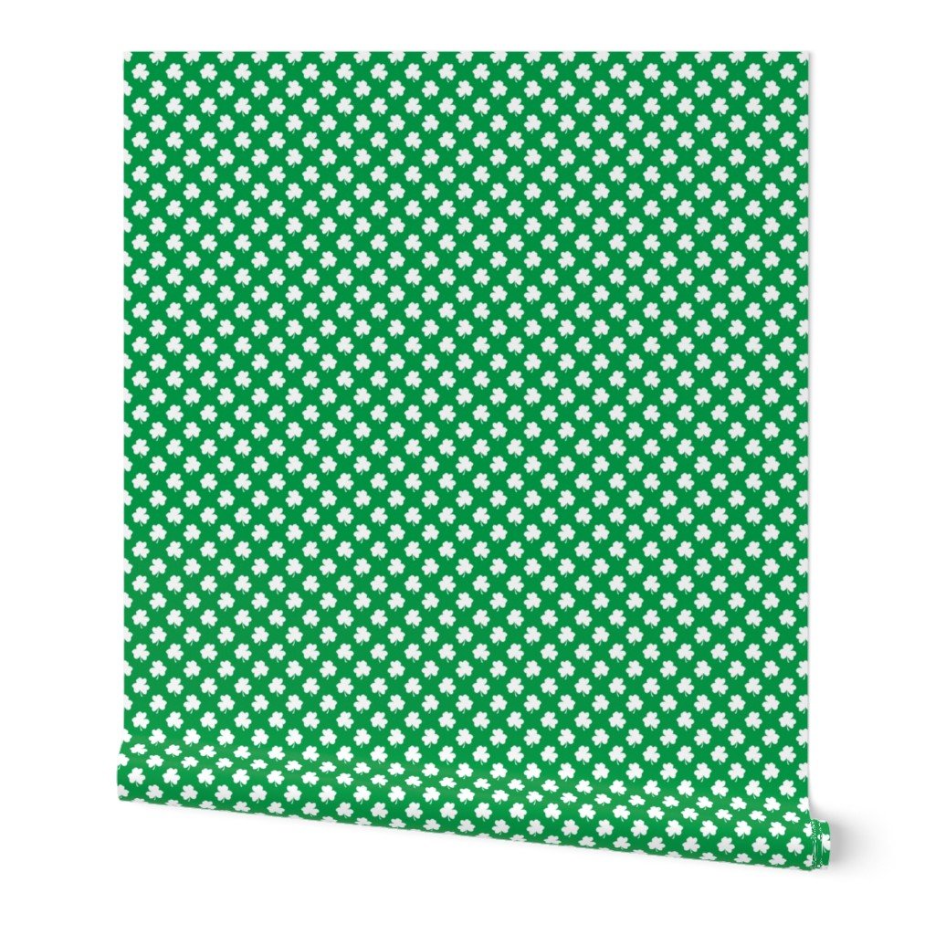 White Heart-Shaped Clover on Green St. Patricks Day Wallpaper White Heart-Shaped Clover on Green St. Patricks Day Wallpaper