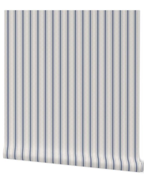 Narrow Stressed Blue Denim Mattress Ticking Wallpaper