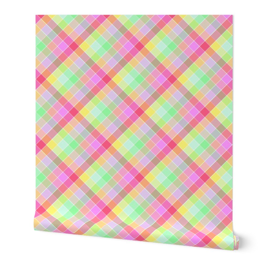 Mini Small Pastel Rainbow Tablecloth Diagonal Check Wallpaper Mini Small Pastel Rainbow Tablecloth Diagonal Check Wallpaper