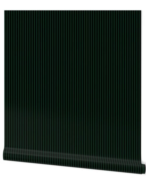Micro Thin Halloween Stripes in Green and  Black Wallpaper