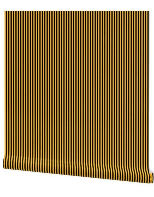 Micro Thin Halloween Stripes in Orange and  Black Wallpaper