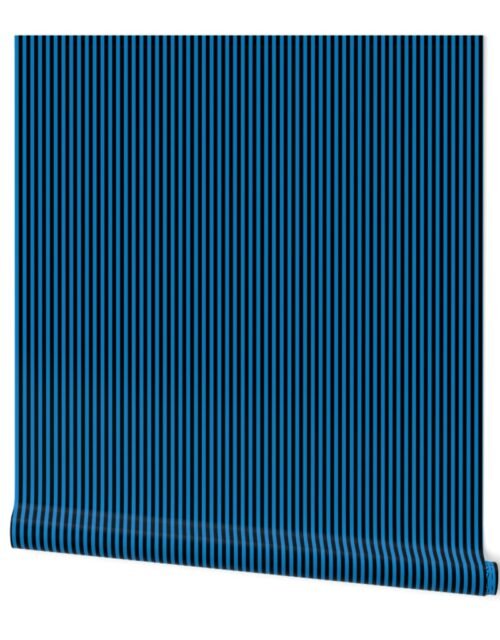 Micro Thin Halloween Stripes in Blue and  Black Wallpaper