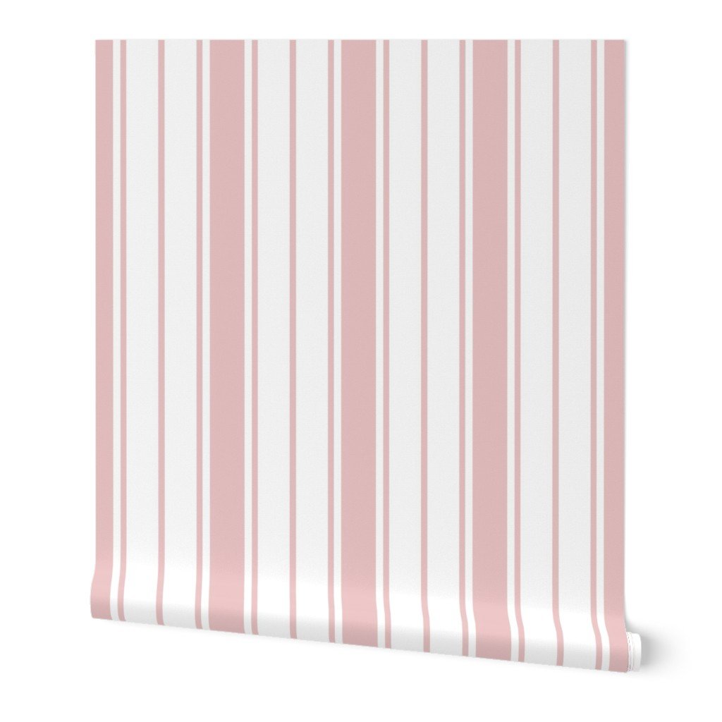 Pink and White Vertical French Stripe Wallpaper Pink and White Vertical French Stripe Wallpaper