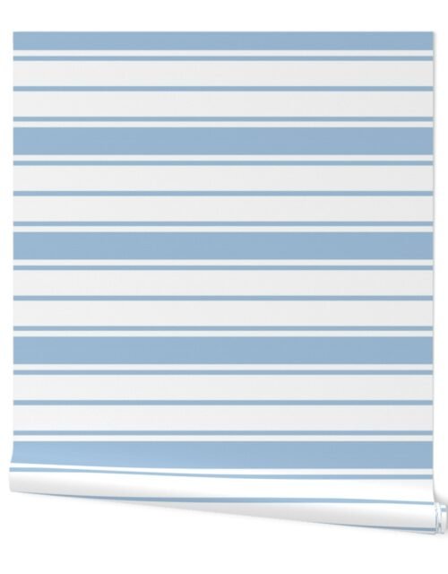 Blue and White Horizontal French Stripe Wallpaper