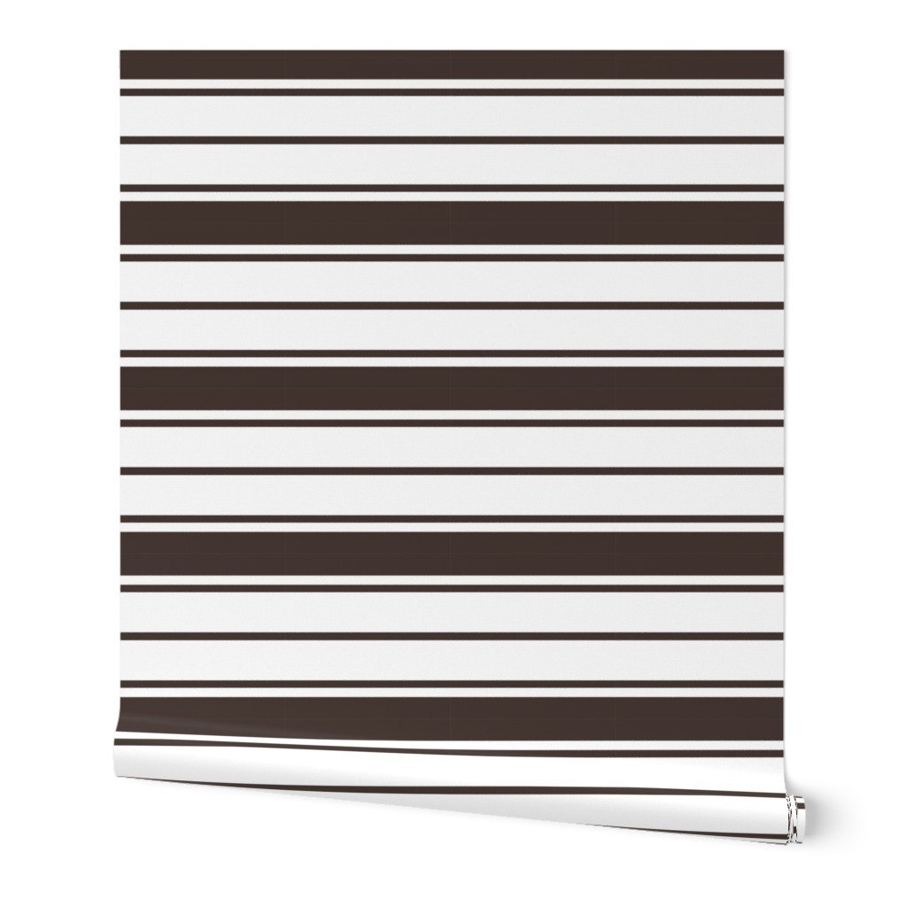 Brown and White Horizontal French Stripe Wallpaper Brown and White Horizontal French Stripe Wallpaper