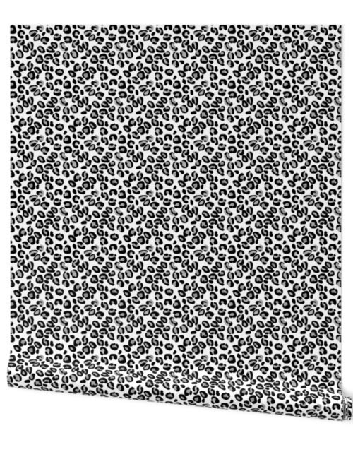 Mini Leopard Spots in Silver and White Wallpaper