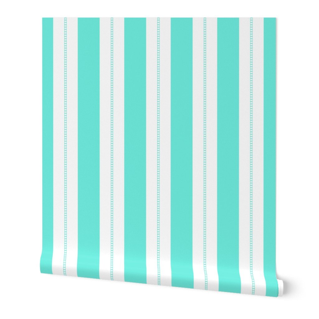 White and Aqua Blue Cabana Beach Bubble Stripes Wallpaper White and Aqua Blue Cabana Beach Bubble Stripes Wallpaper