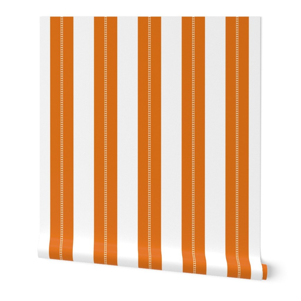 White and Sunset Orange Cabana Beach Bubble Stripes Wallpaper White and Sunset Orange Cabana Beach Bubble Stripes Wallpaper