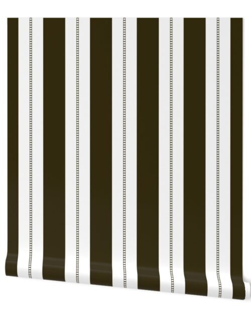 White and Cocoa Brown Cabana Beach Bubble Stripes Wallpaper