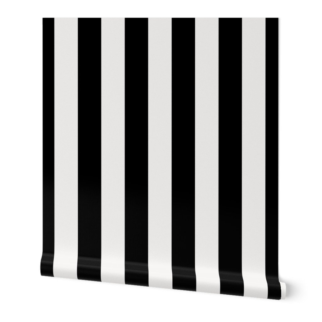 Black and Broken White Cabana Beach Vertical Stripe Wallpaper Black and Broken White Cabana Beach Vertical Stripe Wallpaper