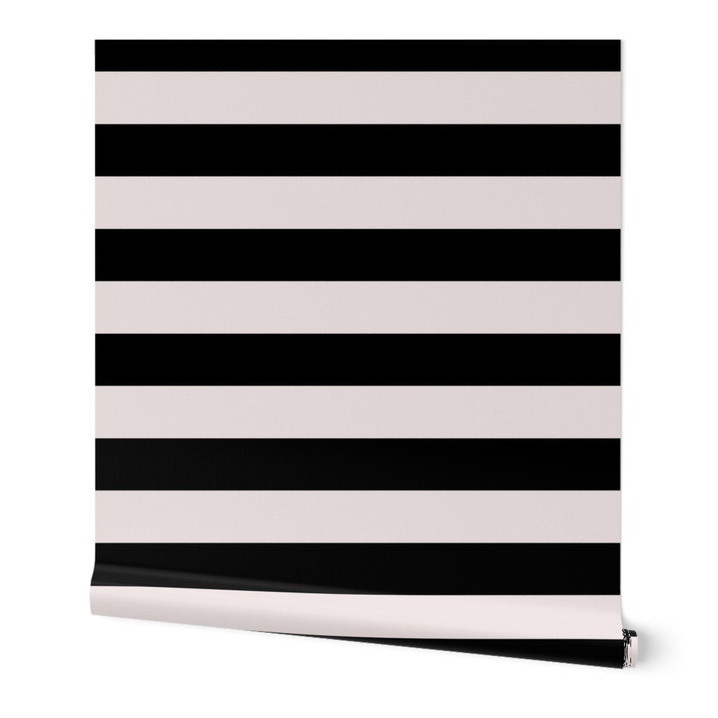 Small Black and Oyster White Cabana Beach Horizontal Stripe Wallpaper Small Black and Oyster White Cabana Beach Horizontal Stripe Wallpaper