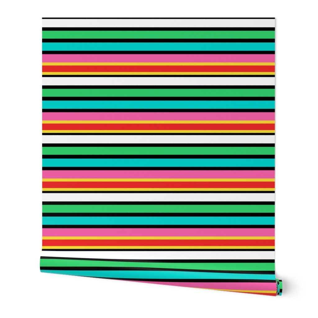 Candy Colored Deckchair Stripes in PinkCandy Colored Deckchair Stripes in Pink, Aqua and Mint, Aqua and Mint Wallpaper