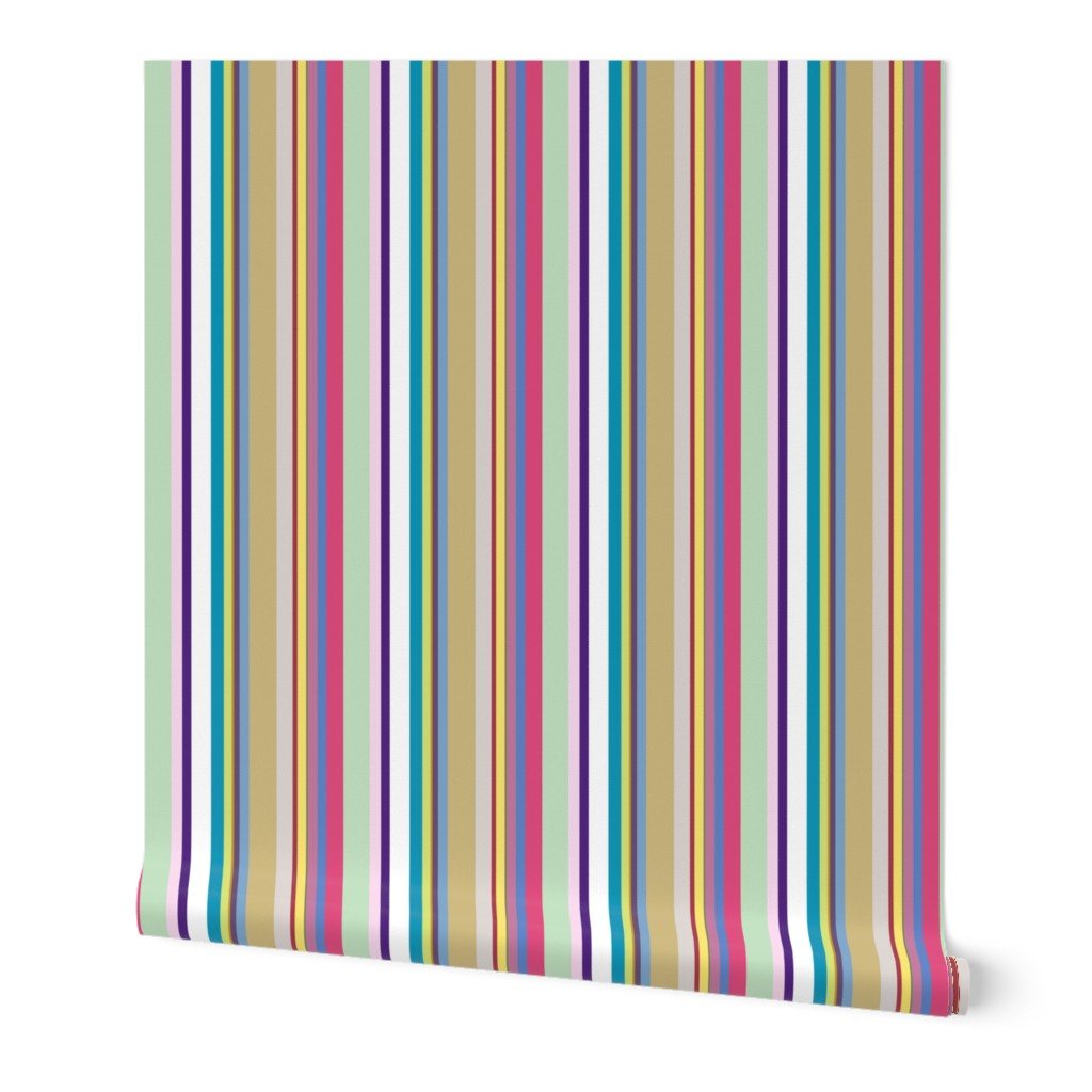 Multicolore Louis Frenchie Coordinate Candy Stripes Print Wallpaper