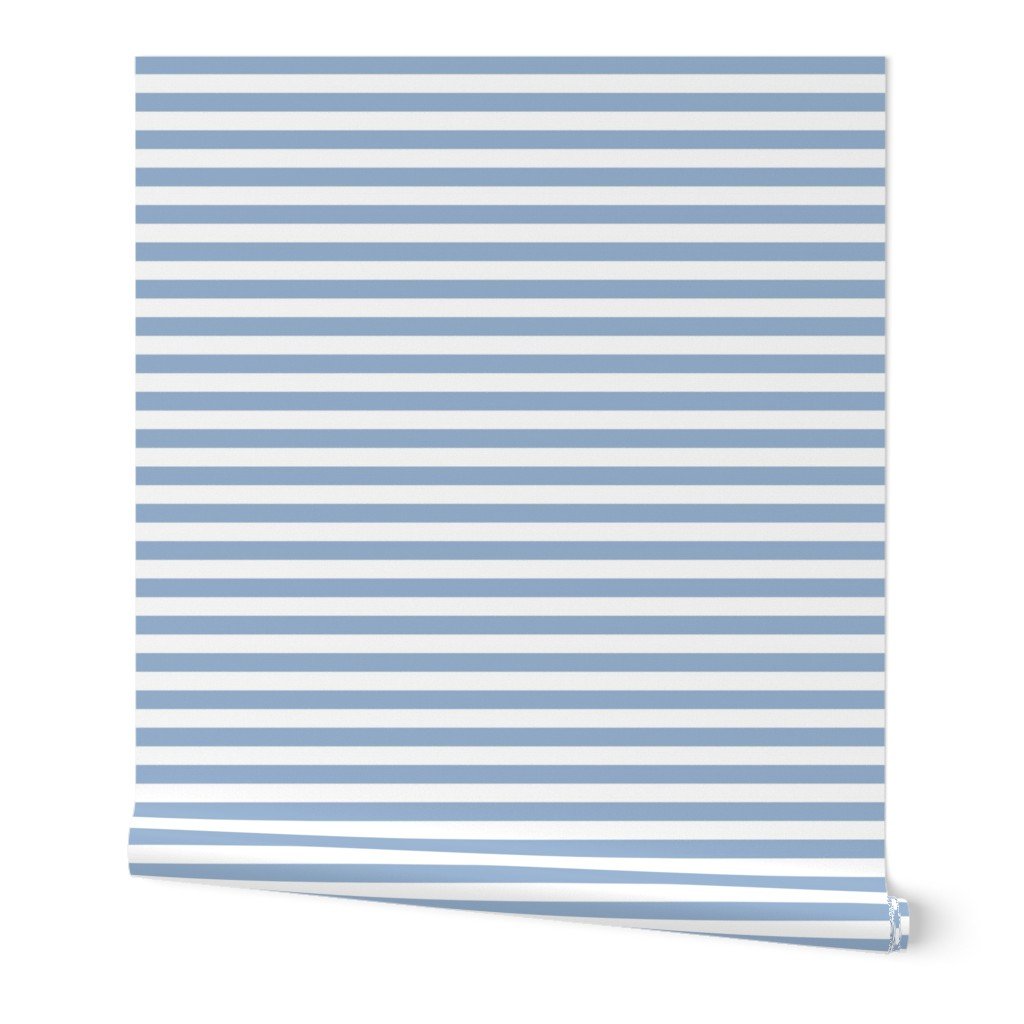 Cerulean Blue and White Horizontal Cabana Tent Stripes Wallpaper Cerulean Blue and White Horizontal Cabana Tent Stripes Wallpaper