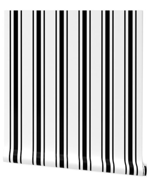 Black and White Mattress Ticking 2 inch Wide Bedding Stripes Wallpaper